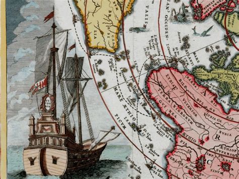 Vintage Map Of Magellans Voyage 1700
