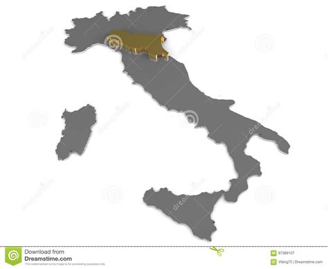 Discovering the cartography of the past. Metallische Karte Italiens 3d, Whith Emilia-Romagna Region ...