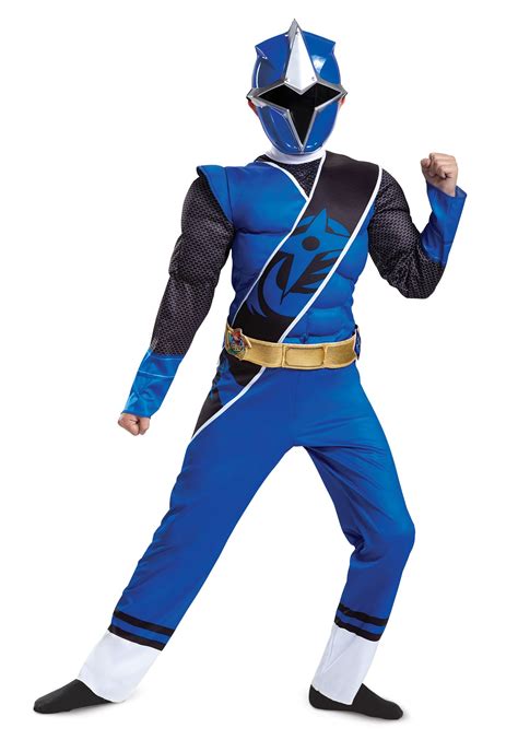 Power Rangers Ninja Steel Blue Ranger Muscle Costume For Boys