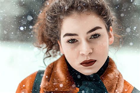 woman snow winter dark lipstick model fashion face portrait girls hd wallpaper peakpx