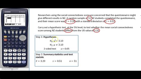 STAT193 large sample hypothesis test for the mean using a Graphics Calculator - YouTube