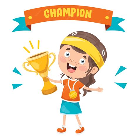Premium Vector Little Kid Celebrating Championship Win