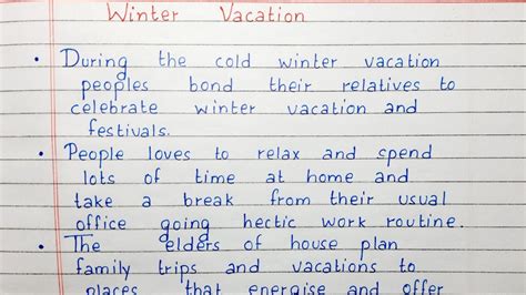 Write Lines On Winter Vacation Short Essay English YouTube