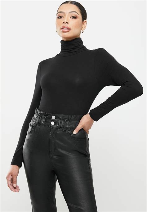 Black Turtle Neck Long Sleeve Bodysuit Black Missguided T Shirts Vests And Camis