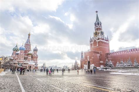 Wide Shot Of People Walking On Red Square In Moscow Stock Image Image