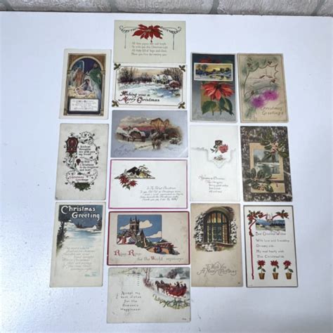 Vintage Christmas Postcards Lot Of 15 Ephemera Junk Journals Crafting