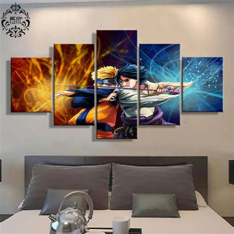 5 Panel Wall Art Poster Naruto And Sasuke Canvas Painting Animation