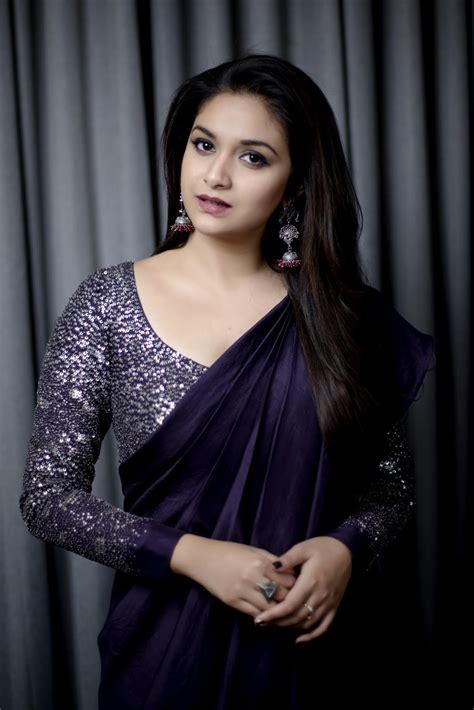 Actress Keerthi Suresh Latest Photoshoot In Purple Saree Cinehub