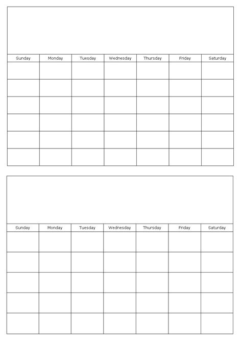 Two Paged Blank Printable Calendar Example Calendar Printable
