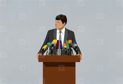Politician Speaking At Microphones On Podium Stock Photo 213514