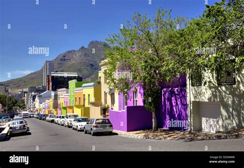 City Workers Cars Parked In Wale Street In Bo Kaap In Cape Town