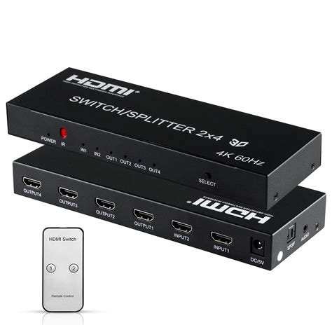 Buy 4K 60Hz HDMI Audio Extractor Splitter Switcher 2 In 4 Out With