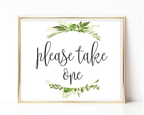 Printable Please Take One Sign Wedding Favor Sign Reception Etsy