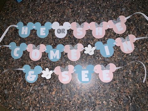 Mickey Mouse Minnie Mouse Gender Reveal Welcome Banner Mickey Etsy