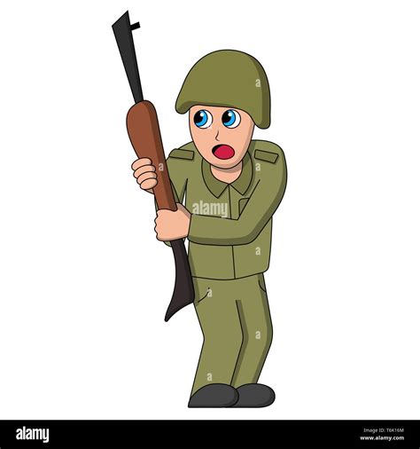Scared Soldier On War Isolated Stock Vector Illustration Stock Vector