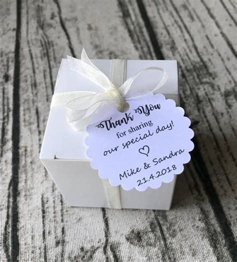 40pcs White Favour Boxes Personalised Thank You Tags Wedding Etsy