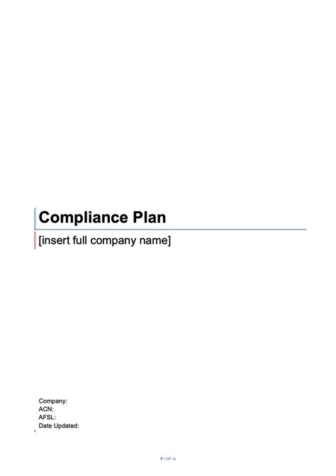 Compliance Plan Template