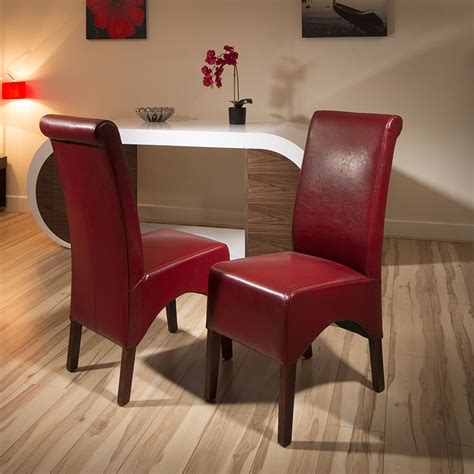 Leather or wood, upholstered or painted, a red dining room chair makes a statement in any home. Set of 2 Luxury Dining Chairs Wine Red Leather High Back ...