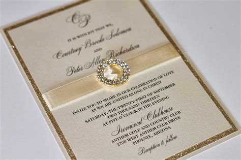 Embellished Paperie Gorgeous Wedding Invitation In Gold And Ivory