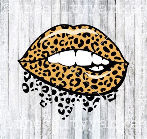 Leopard Cheetah Print Lips Biting Dripping Layered Clipart Svg Etsy