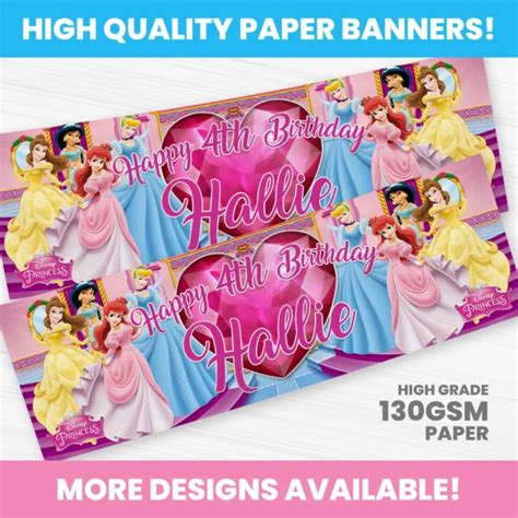 Personalised Disney Princess Banner Party Happy Birthday Banner £499
