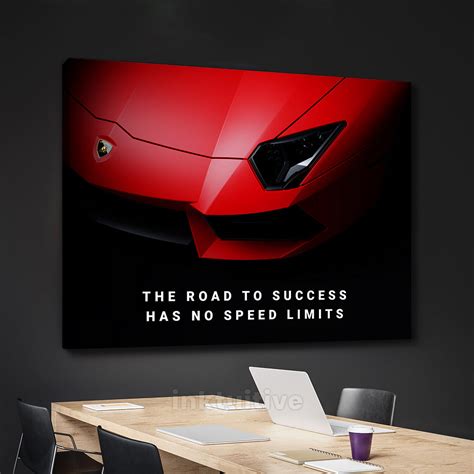 No Speed Limits Lamborghini Inspirational Motivational Canvas Wall Art