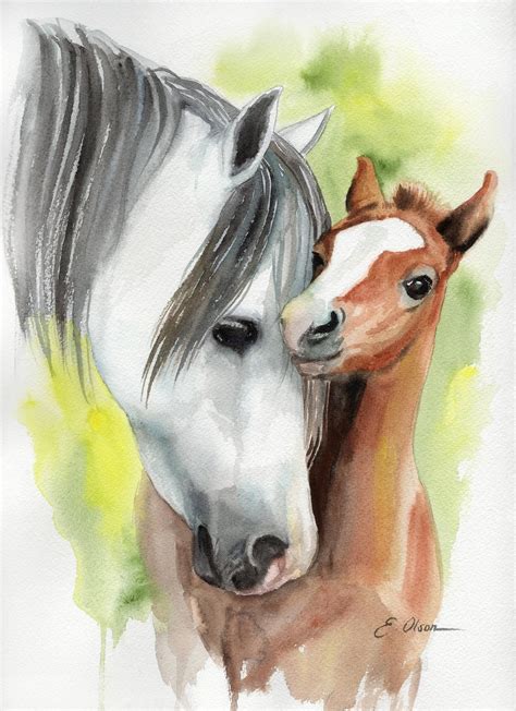 Original Watercolor Horse Painting Foal Horse Wall Art Etsy In 2020