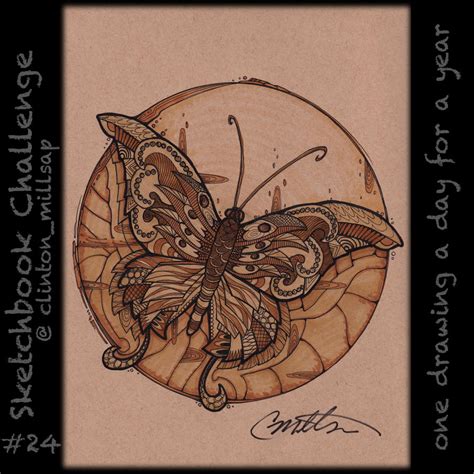 Art Nouveau Style Butterfly Doodle By Clintonmillsap On Deviantart