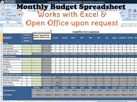 Monthly Budget Worksheet Monthly Household Budget Template
