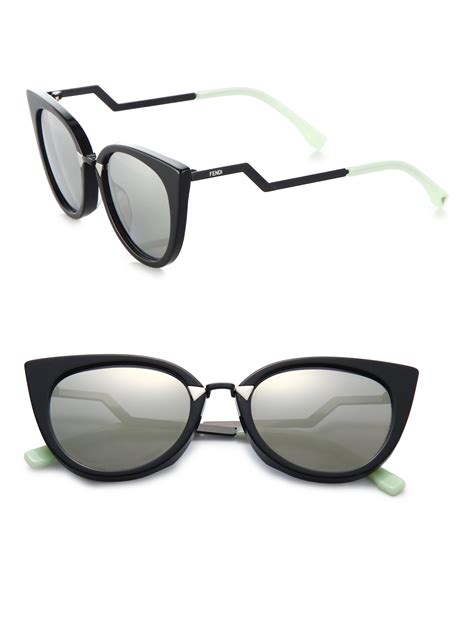 Fendi Zig Zag Arm 52mm Cat S Eye Sunglasses In Black Lyst
