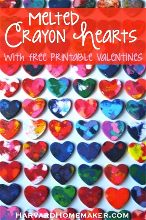 Melted Crayon Hearts With Free Printable Valentines