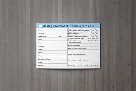 Massage Client Card Treatment Consultation Card Beauty Stationery