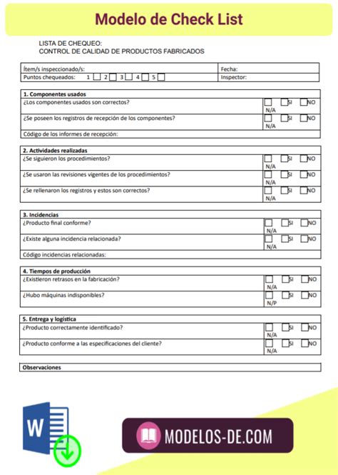 Ejemplo De Check List Par Sexiz Pix