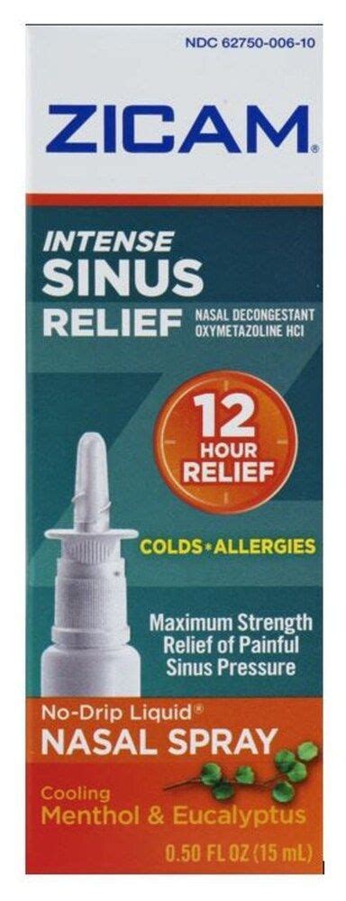 Zicam Intense Sinus Relief Nasal Spray 05 Fl Oz Nasal Spray Sinusitis Natural Remedies For