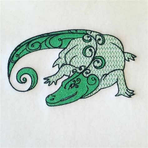 Machine Embroidery Design Ornamental Crocodile Etsy Machine