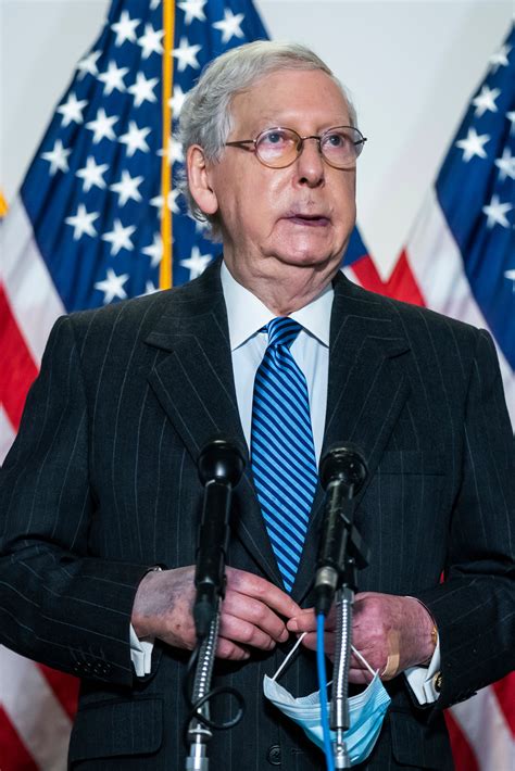 Senate majority leader mitch mcconnell are seen as he talks to the media after the republican policy luncheon on capitol hill in washington on october 20, 2020. Mitch McConnell's discolored hands may be caused by ...