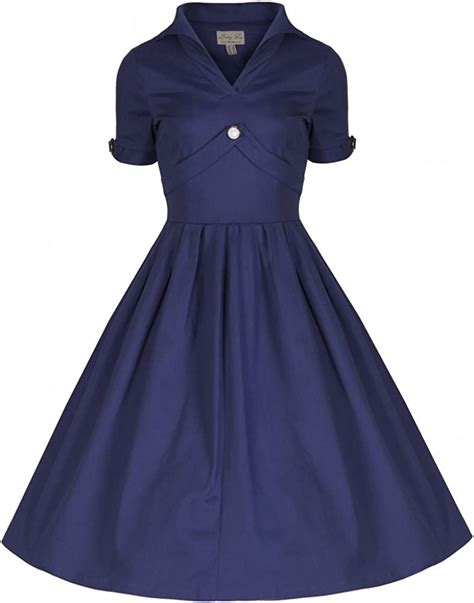 Lindy Bop Claudette Classy Vintage S Rockabilly Style Swing Jive Party Dress M Blue At