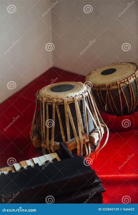 Indian Musical Instruments Tabla And Harmonium Royalty Free Stock