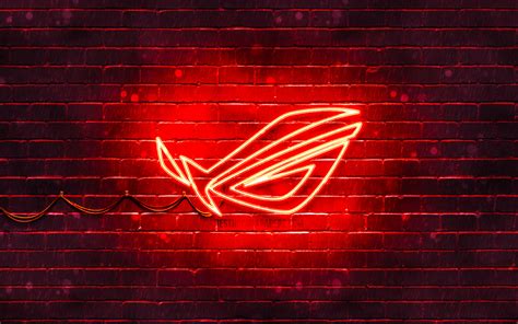 Download Wallpapers Rog Red Logo 4k Red Brickwall Republic Of Gamers