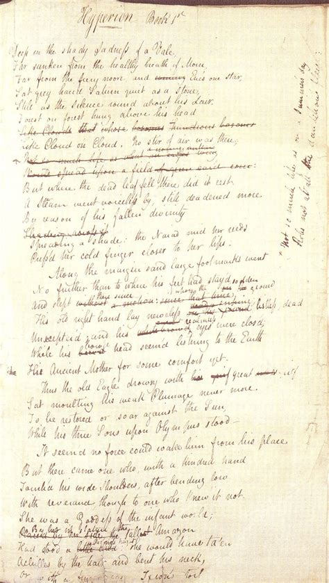 This Is An Image Of The Original Manuscript Of Hyperion The Poem