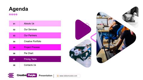 Creative Purple Agenda Powerpoint Slide Slidemodel