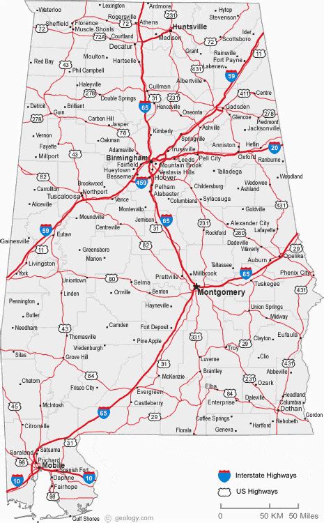 Map Of Alabama With Interstate Exits Secretmuseum
