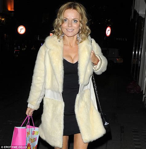 Geri Halliwell Shows Off Her Pins In Lbd And Fur Coat As She Enjoys A Spot Of Party Hopping