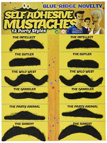 Self Adhesive Fake Mustache Novelty Set Of 36 By Blue Ridge Novelty Black 12 Weekly Ads