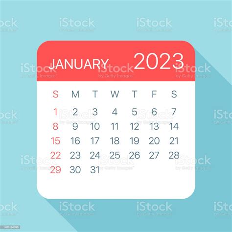 January 2023 Calendar Leaf Vector Illustration Stock Illustration