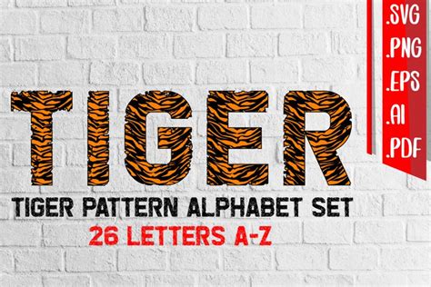 Tiger Pattern Alphabet Set Svg Eps Ai Png Pdf