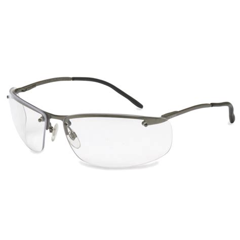 uvex slate safety glasses silver metal frame clear lens