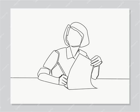 premium vector woman writing down notes continuous one line illustration
