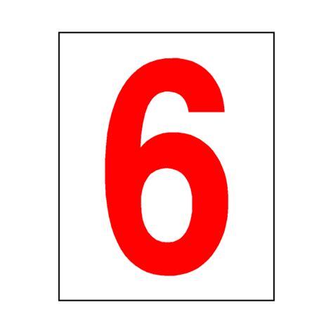 Number 6 Sticker Red Safety Uk