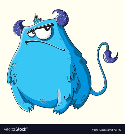 Funny Cartoon Fluffy Blue Monster Royalty Free Vector Image